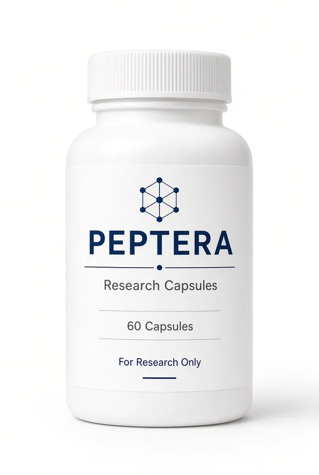 GHK-Cu Kapseln (Kupferpeptid) – Abbildung mit Peptera-Etikett, Research Use Only
